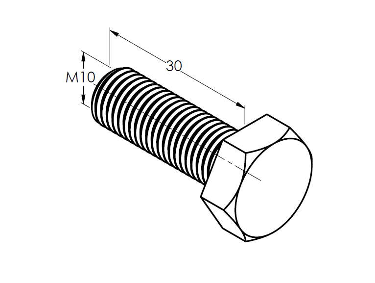 Hexagon head screw, AISI316, M10x30