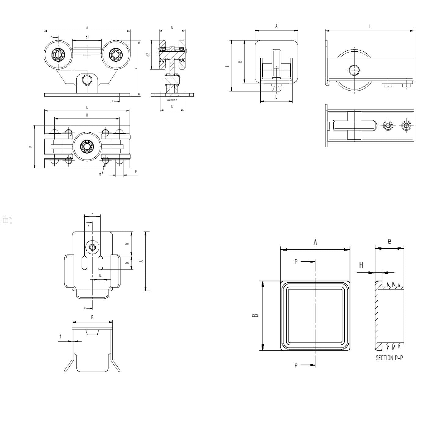 Cantilever Gate Carriage profile ECO-NYLON 60x60mm