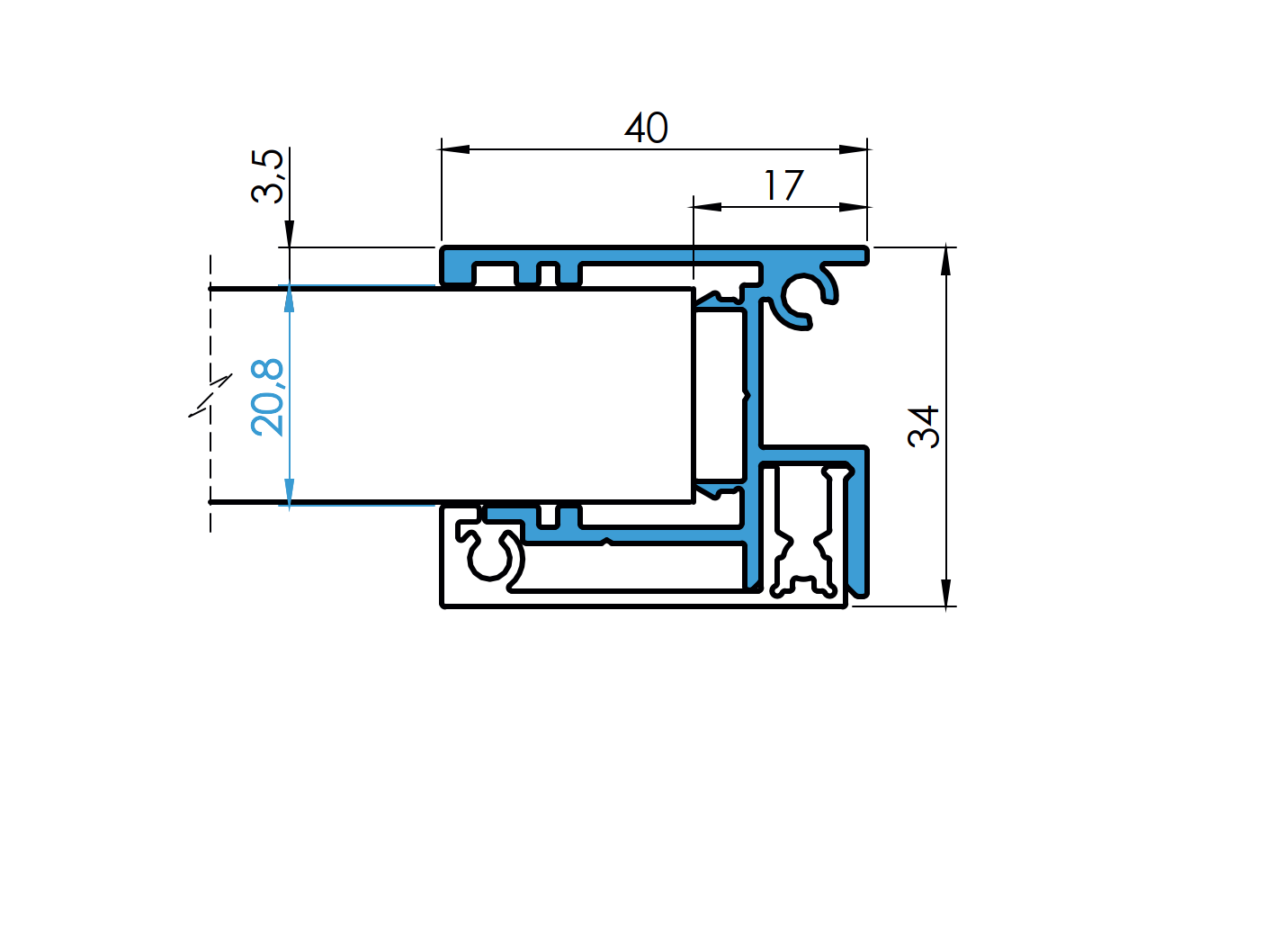 Aluminum fence adapter for fillings 20 - 1700mm