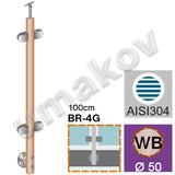 Pole AISI304+BEECH, D50, H1000mm, D42,4x2