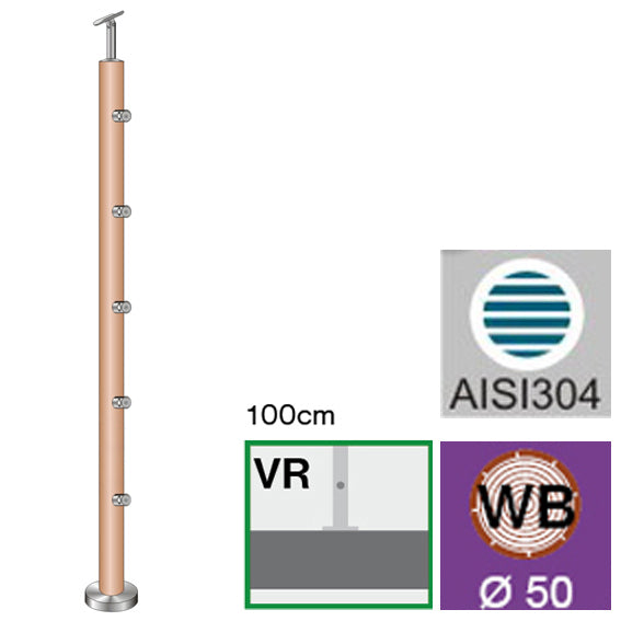 Beech pole (BEECH) D50/5x12mm, H1000