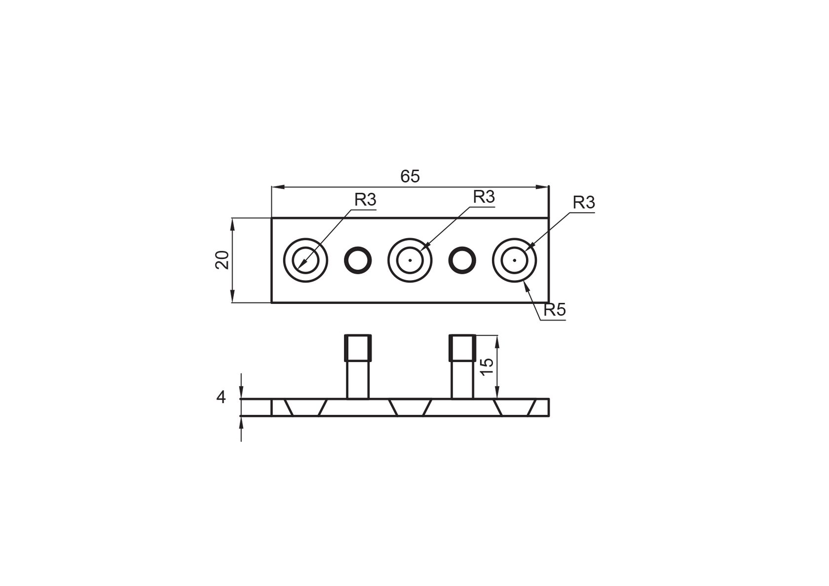 A wheel attached to a pole, used for wooden doors.