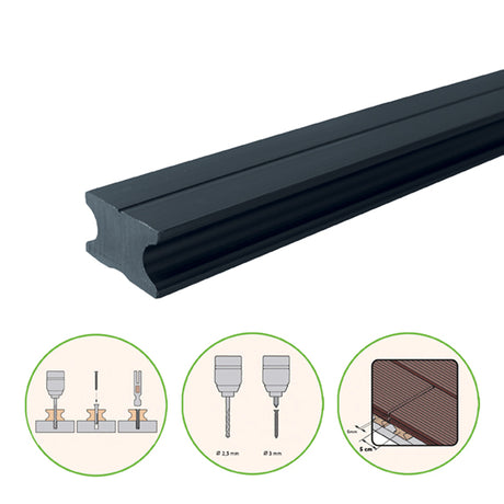 WPC solid base prism antracit 40x25x4000mm