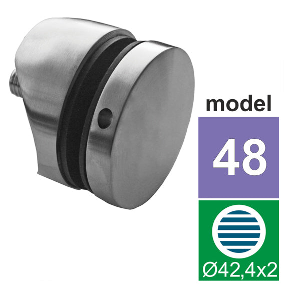 Glass holder model 48 AISI304, D42,4x2/D70/H10/T8-