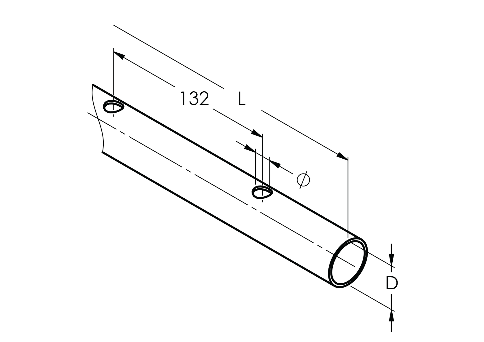 Brushed pipe AISI304,0D42,4x2/15xd12,5/L1980