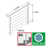 Railing AISI304, BR STAIRS AISI304, D42,4/5xd12/H1
