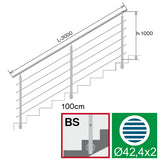 Railing AISI304, BR STAIRS AISI304, D42,4/5xd12/H1