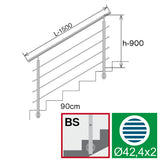 Railing AISI304, BR STAIRS AISI304, D42,4/4xd12/H9