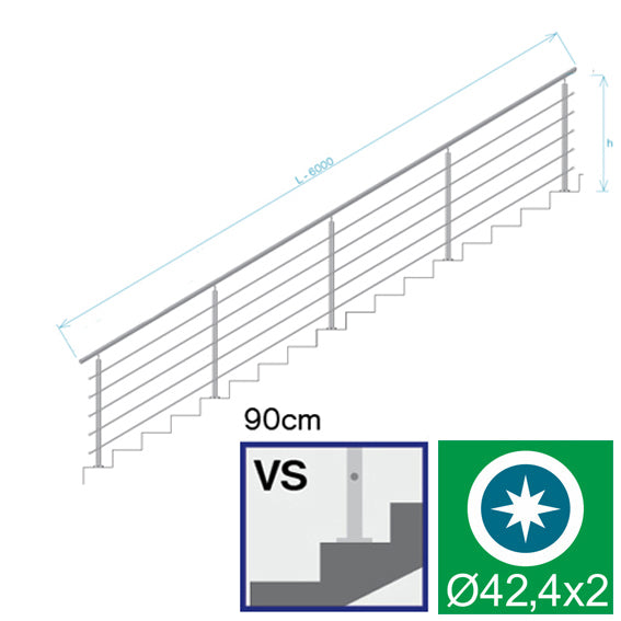 Railing AISI304-polished, VR STAIRS AISI304, D42,4