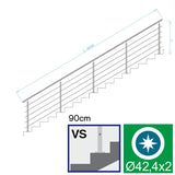 Railing AISI304-polished, VR STAIRS AISI304, D42,4