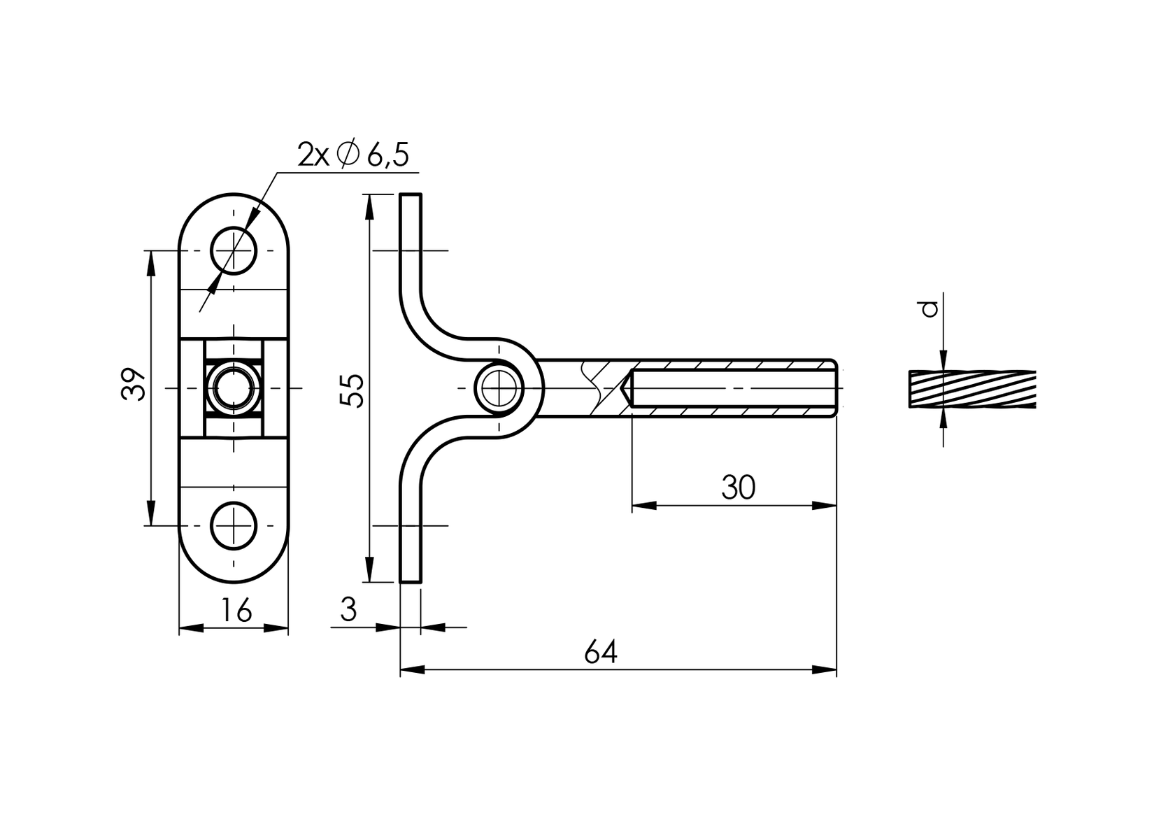 Inox cable clamp AISI316, d4mm