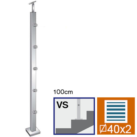 Inox pole, VK-stairs AISI304, 40x40x2/5xd12/H1000m