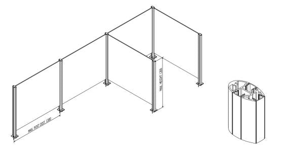 Aluminium pole, VK-straight, corner R