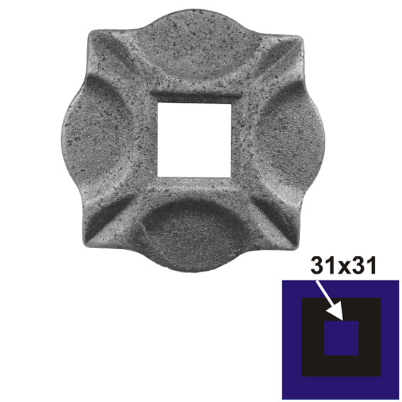 Rosette 100x100, 31x31, t10mm
