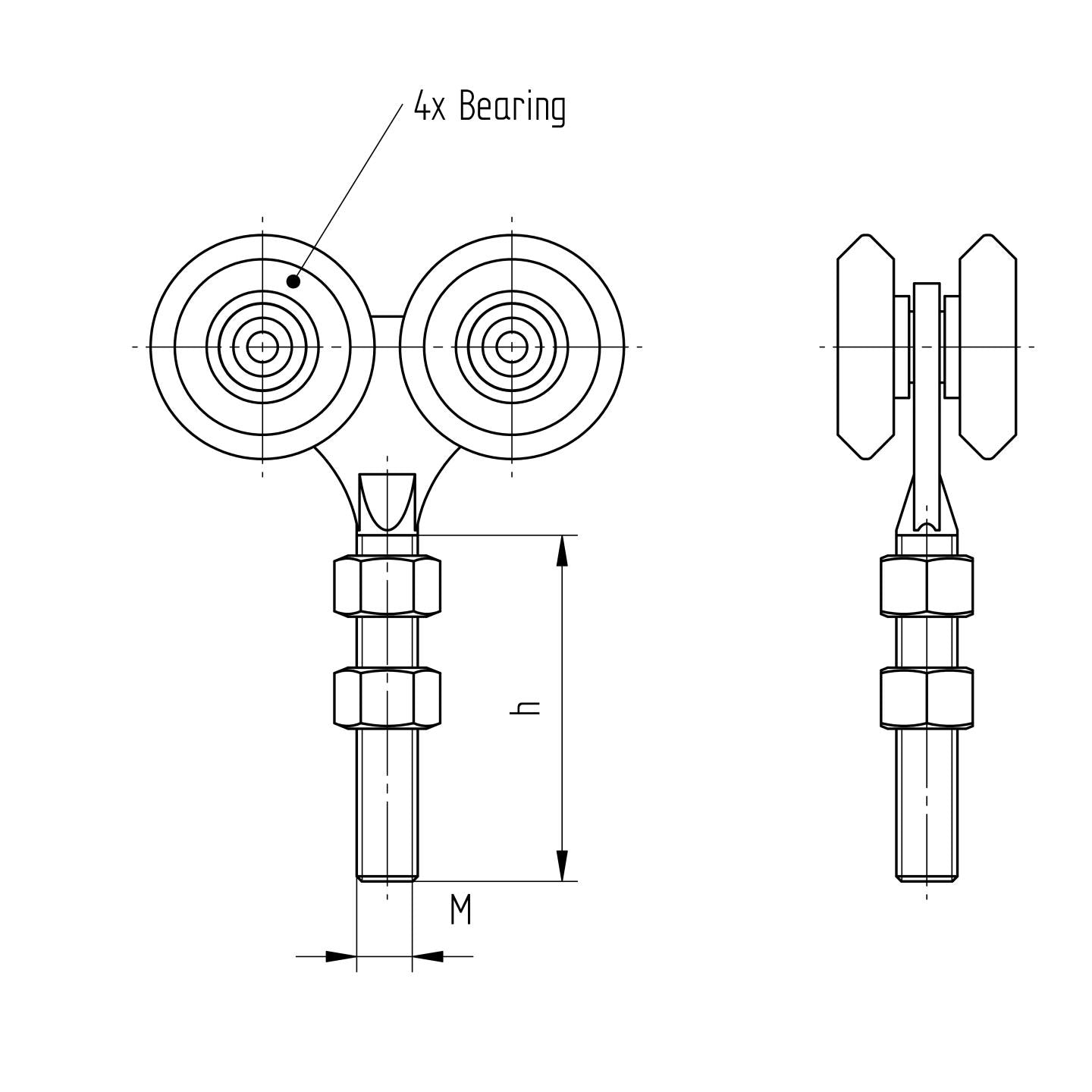 Gate roller track Zn, profile 42x54mm