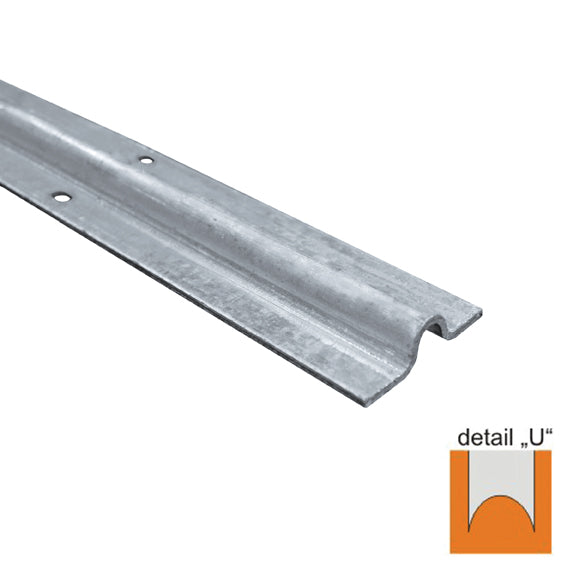 Bottom guiding rail - U Zn, 60x16mm, t3mm, L6m