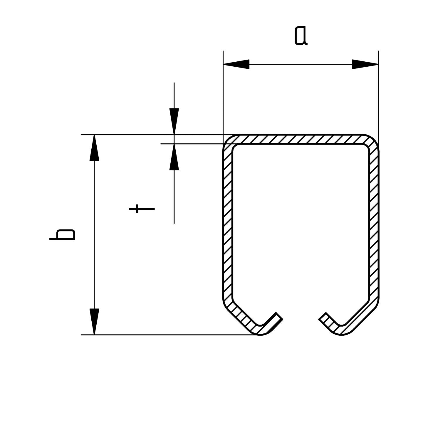 Profile guide for hanging gates INOX, 42x54x2,5mm,