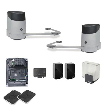 Nice hinged drive for a double-leaf gate, set with photocells