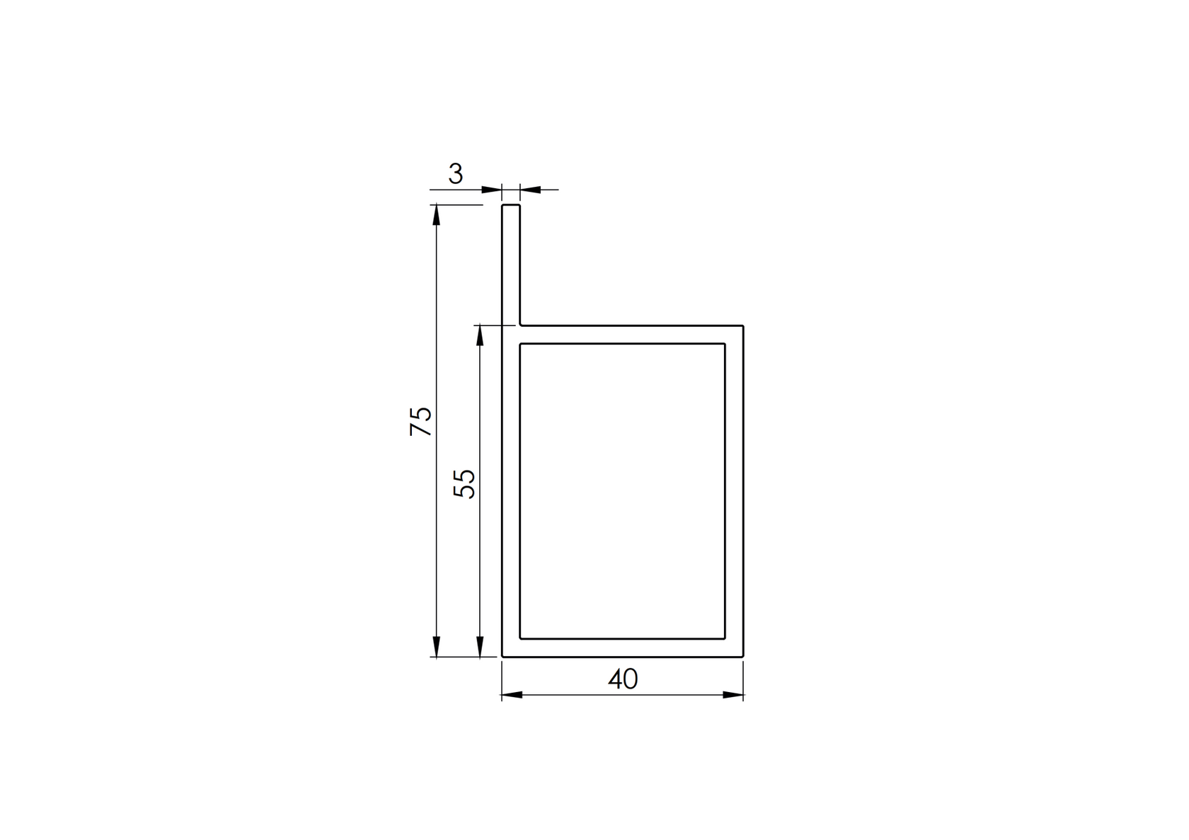 Aluminum P-profile, closed