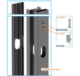 Set of aluminum post 50x60 and cover for lock part - 1850mm R7016