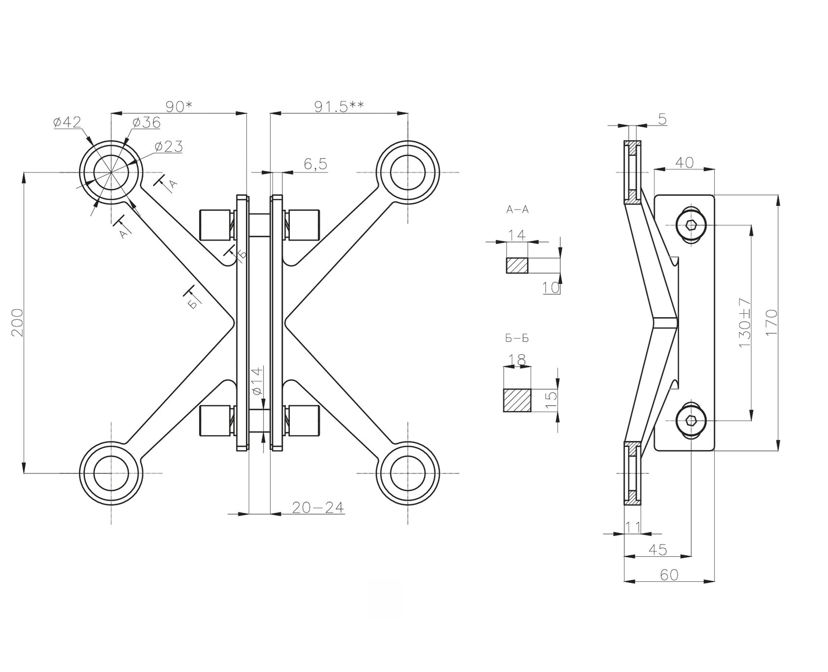 Spider facade glass holder