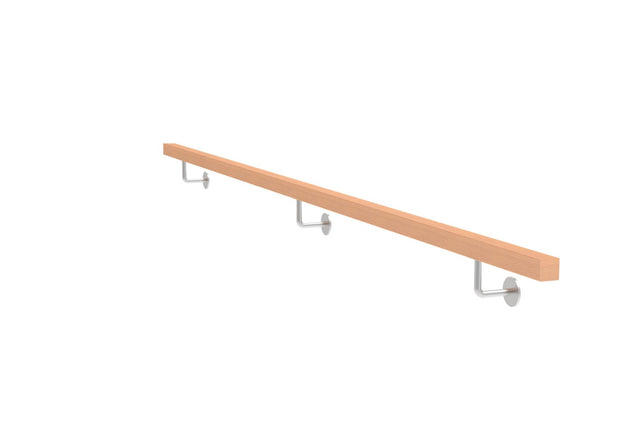 Wooden handle beech and stainless steel holders, JP40x40mm/L3000mm