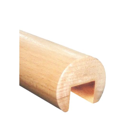 Oak round handrail with plow for glass