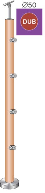 Wooden pole DUB (OAK) D50mm, 4xd12mm, v=90 cm, VK-